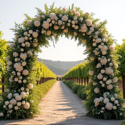 A beautiful wedding arch lavishly decorated with flowers by Rainforest Petals.